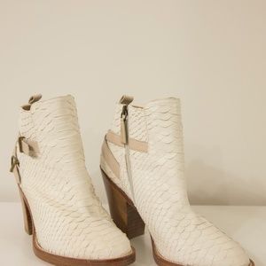 ankle white python boots